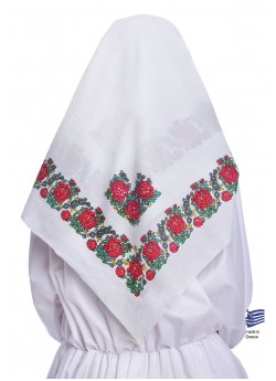 Greek Cotton White Floral Scarf 