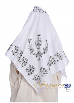 Greek Cotton White Floral Scarf 